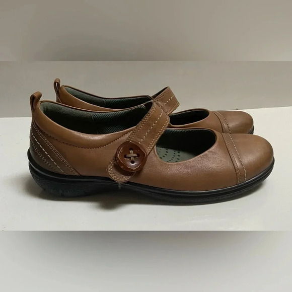 Ecco Glebe Tan Leather Mary Jane Hook Loop Strap Sandal Shoes Sz 38 - Picture 2 of 10